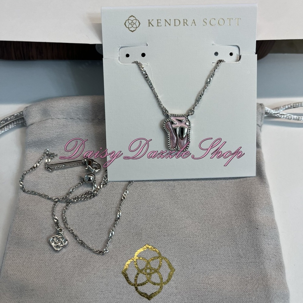 ✨Kendra Scott Ballet Silver Pendant Necklace In Blush Mother of Pearl New ✨